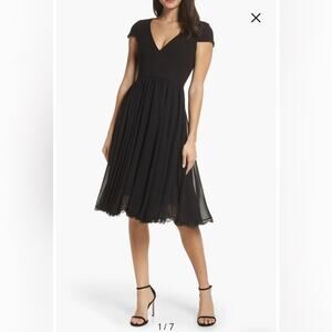 Dress the Population Corey Chiffon Fit & Flare Cocktail Dress NWT